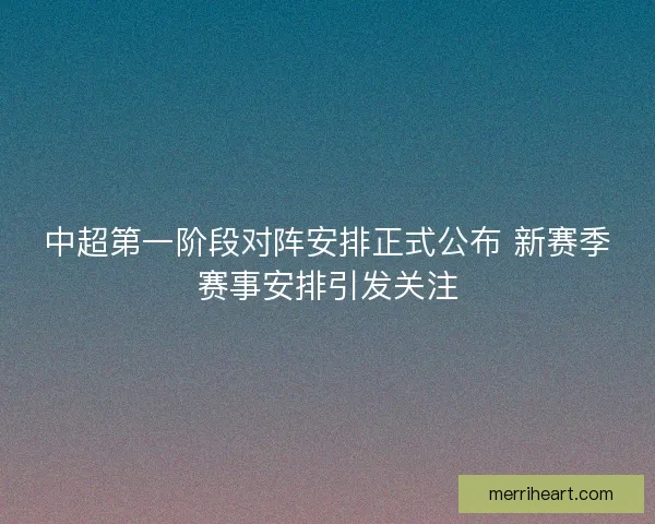 中超第一阶段对阵安排正式公布 新赛季赛事安排引发关注