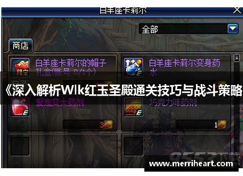 《深入解析Wlk红玉圣殿通关技巧与战斗策略》